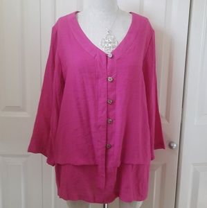 SANTOSHA Silk Blend Button Top Tunic Lagenlook L